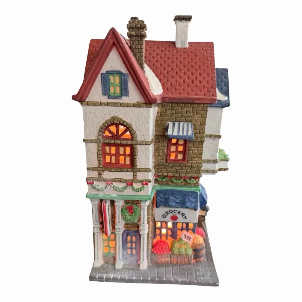 VTG ORIGINAL 1988 Dept 56 “Corner Grocer”Christmas In The City Hank’s Market EUC